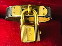 Hermès dames padlock horloge - goldplated kelly model - afbeelding 1 van  12