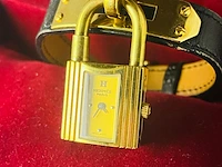Hermès dames padlock horloge - goldplated kelly model - afbeelding 5 van  12