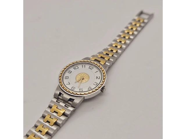 Hermes sellier goldplated dameshorloge - afbeelding 3 van  8