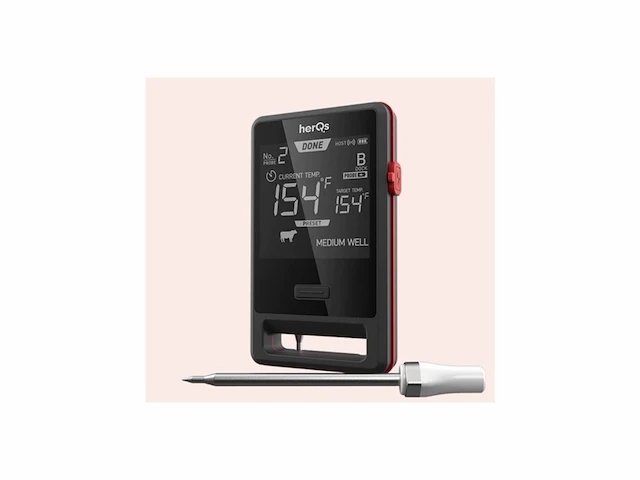 Herqs pin pro bbq thermometer vleesthermometer incl. 2 draadloze sondes barbecue thermometer met app tot 500c - afbeelding 1 van  2