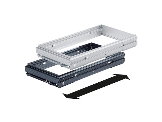 Hettich 1084125 systema top 2000 ophangmappen voor kastwanden buitenbreedte 10321204 mm kastdiepte 360 mm staal zwart zilver - afbeelding 1 van  5