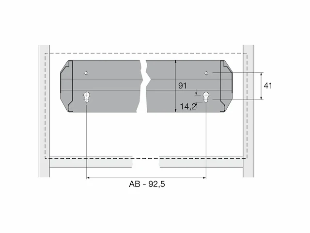 Hettich 1084125 systema top 2000 ophangmappen voor kastwandenbuitenbreedte 10321204 mm kastdiepte 360 mm staal zwart/zilver - afbeelding 3 van  5