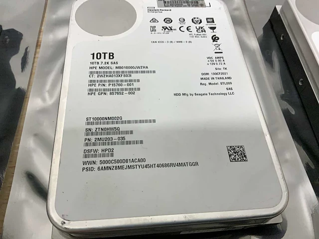 Hewlett packard hdd 3,5” 10tb sas (10x) - afbeelding 2 van  4