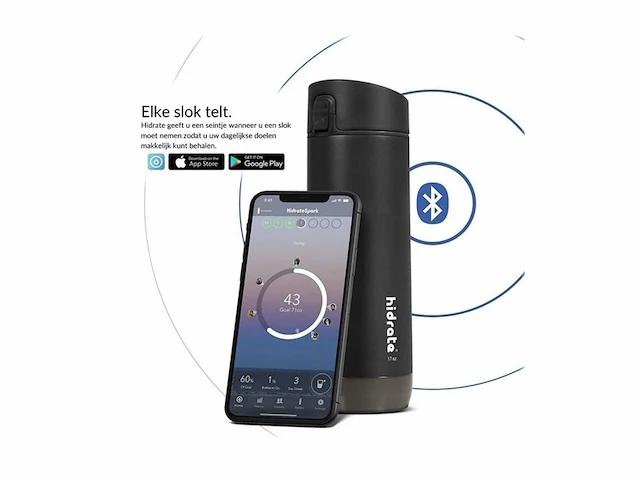 Hidrate spark chug slimme waterfles roestvrij staal 620ml led verlichting zwart - afbeelding 3 van  4