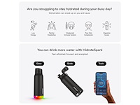 Hidrate spark chug slimme waterfles roestvrij staal 946ml led verlichting zwart - afbeelding 3 van  6