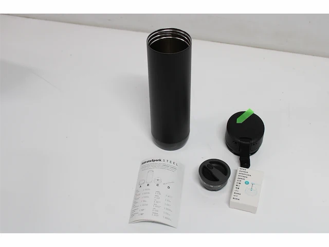 Hidrate spark straw slimme waterfles staal 500ml led verlichting zwart - afbeelding 2 van  3