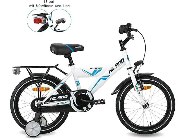 Hiland kinderfiets 18" zwart/wit - afbeelding 2 van  5