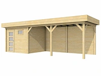 Hillhout - bonte kraai - tuinhuis met luifel 800x250x260 cm - afbeelding 1 van  6