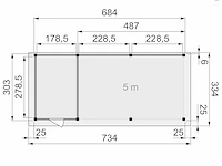 Hillhout - zwaluw - tuinhuis met luifel 700x300x260 cm - afbeelding 2 van  6