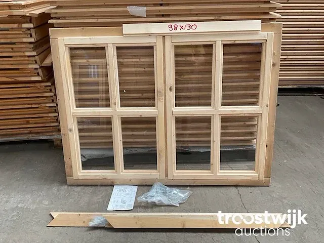 Hillhout dubbelvleugel raam 130x98cm - afbeelding 1 van  4