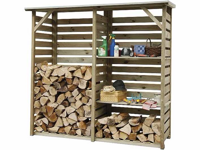 Hillhout haardhoutberging twin - 176x60x190 cm - afbeelding 1 van  3