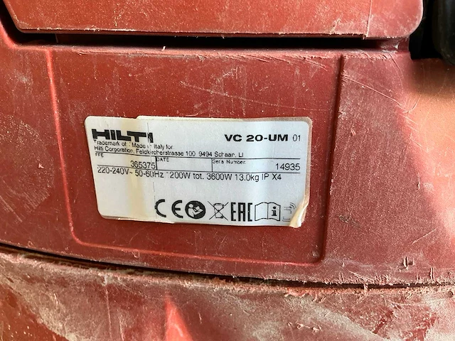 Hilti vc 20 um industriële stofzuiger - afbeelding 5 van  5