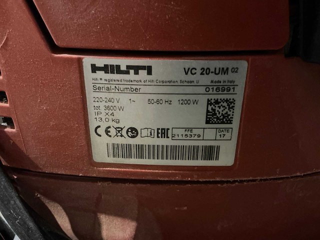 Hilti vc 20-um industriële stofzuiger - afbeelding 5 van  6