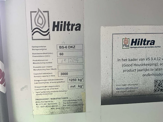 Hiltra bs-6 dkz chemicaliën opslagcontainer - afbeelding 2 van  10