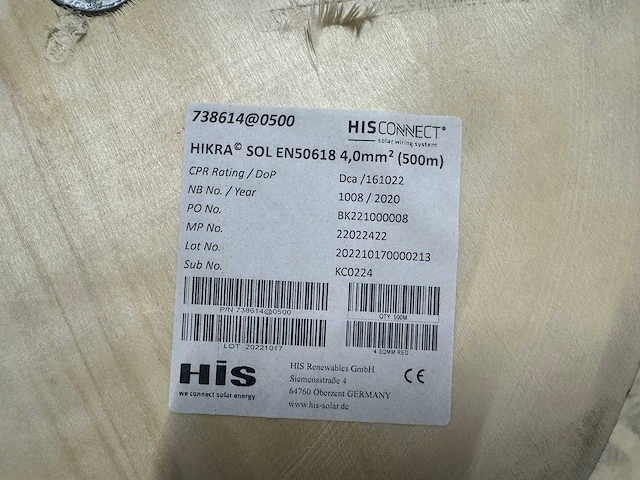 His - hikra sol en50618 - rol van 500 meter rode solarkabel - afbeelding 5 van  5