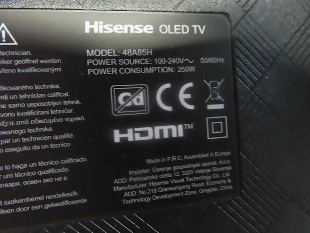 Hisense - 48a85h - oled tv 48" - afbeelding 2 van  2