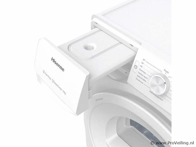 Hisense dhge901 wasdroger vrijstaand voorbelading 9 kg a++ wit - afbeelding 5 van  10