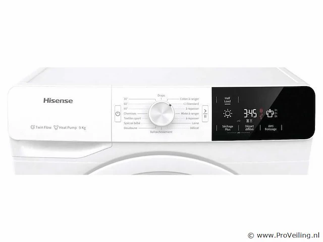Hisense dhge901 wasdroger vrijstaand voorbelading 9 kg a++ wit - afbeelding 10 van  10