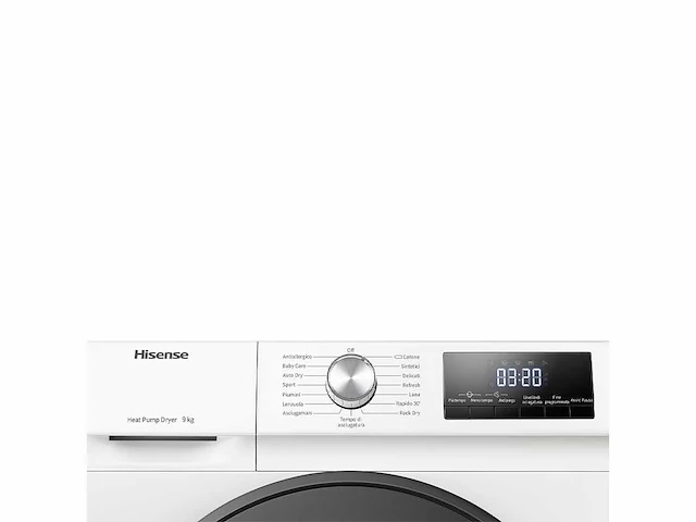 Hisense dhqa902u wasdroger vrijstaand voorbelading 9 kg a++ wit - afbeelding 2 van  11