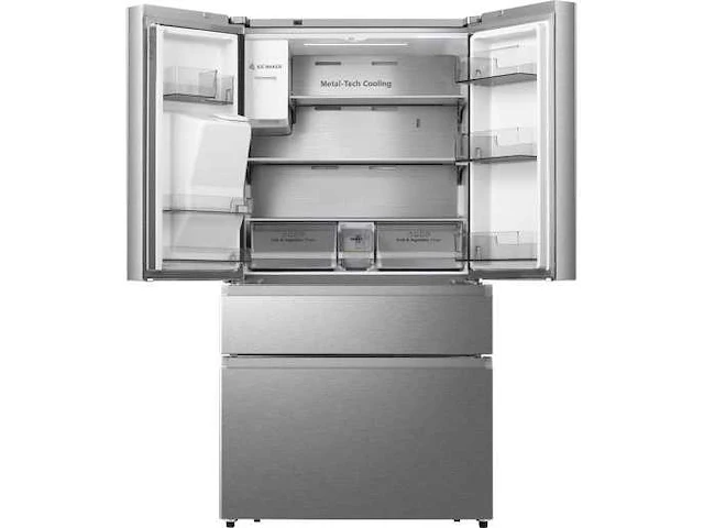 Hisense rf728n4sase, multi-deur koelkast-vriezer met niet-aangesloten water- en ijsmaker, energieklasse e, roestvrij staal - afbeelding 3 van  7