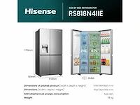 Hisense rs818n4iie amerikaanse koelkast vrijstaand 632 l e roestvrijstaal - afbeelding 7 van  24