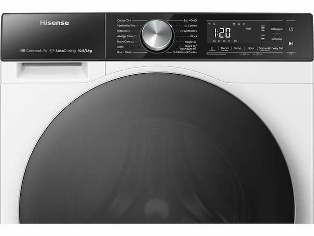 Hisense wd5s1045bw was-droogcombinatie vrijstaand voorbelading wit d - afbeelding 9 van  13
