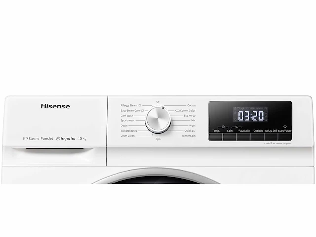 Hisense wfqy1014evjm wasmachine voorbelading 10 kg 1400 rpm wit - afbeelding 18 van  20