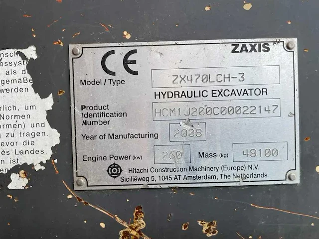 Hitachi - zaxis 470lch - rupsgraafmachine - 2008 - afbeelding 8 van  10