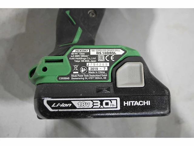 Hitachi ds18dbsl 18v accuboormachine - afbeelding 3 van  6