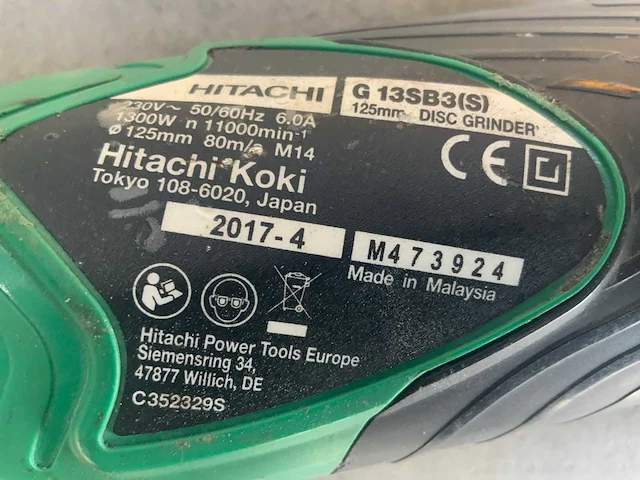 Hitachi g13sb3 haakse slijpmachine - afbeelding 3 van  4