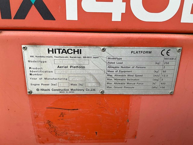 Hitachi hx140b-2 hoogwerker - afbeelding 50 van  63