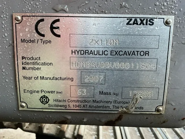 Hitachi zaxis m110 rupsgraafmachine - afbeelding 39 van  40