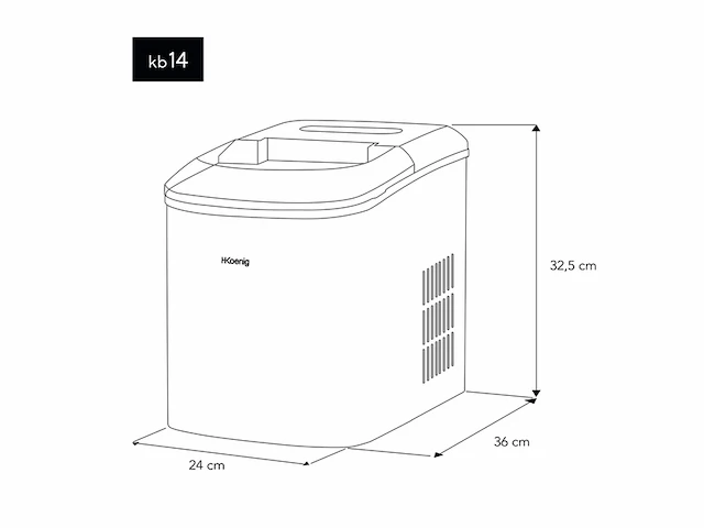 H.koenig ijsblokjesmachine kb14 12kg per dag 2 ijsblokjes formaten zilver - afbeelding 3 van  6