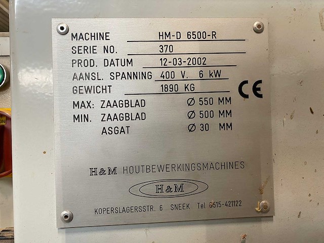 H&m - 2002 - hm-d 6500-r - afkortcirkelzaagmachine - afbeelding 12 van  14