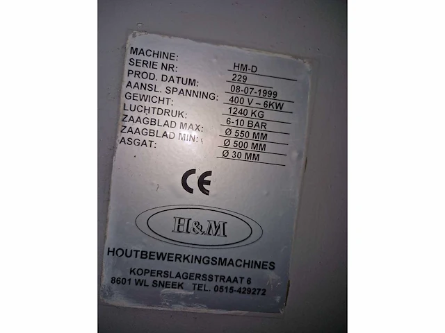Hm-d - 1999 - afkortcirkelzaagmachine - afbeelding 2 van  12