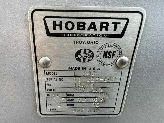 Hobart - l 800 - mengmachine - afbeelding 5 van  5