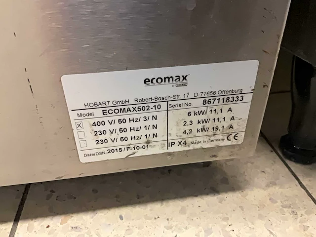 Hobart ecomax 502-10 vaatwasmachine - afbeelding 2 van  10