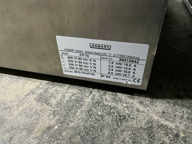 Hobart fp-70 vaatwasmachine - afbeelding 7 van  7