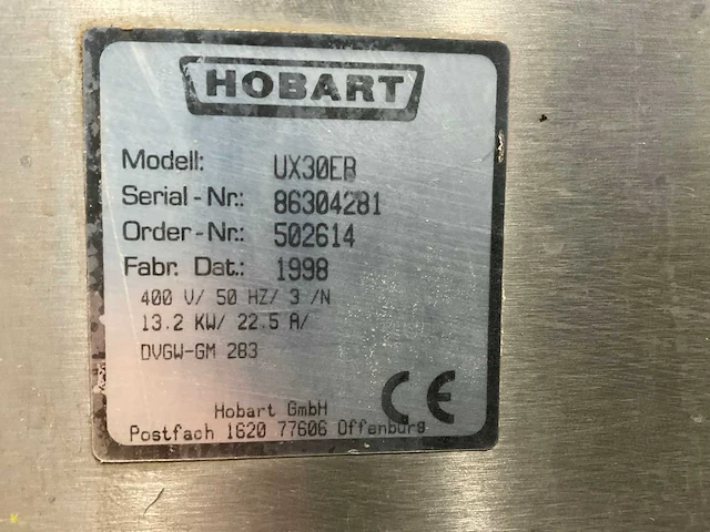 Hobart ux30er vaatwasser - afbeelding 8 van  8