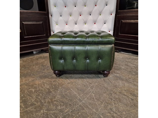 Hocker chesterfield, boxstool, groen - afbeelding 1 van  4