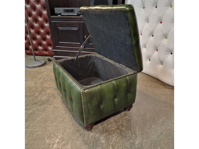 Hocker chesterfield, boxstool, groen - afbeelding 2 van  4