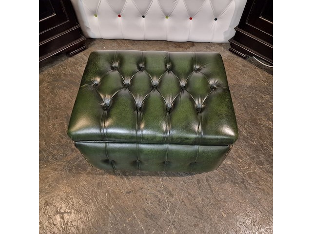 Hocker chesterfield, boxstool, groen - afbeelding 3 van  4