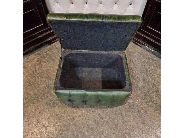 Hocker chesterfield, boxstool, groen - afbeelding 4 van  4