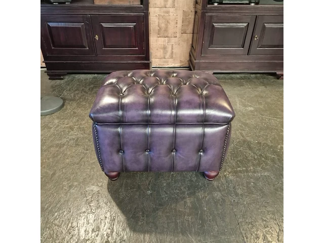 Hocker chesterfield, boxstool, paars - afbeelding 2 van  5
