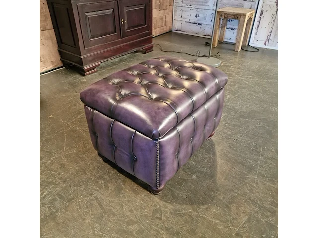 Hocker chesterfield, boxstool, paars - afbeelding 3 van  5