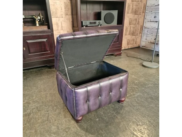 Hocker chesterfield, boxstool, paars - afbeelding 4 van  5