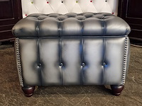 Hocker chesterfield, boxstool, zilver - afbeelding 1 van  4