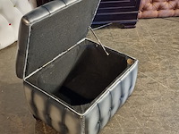 Hocker chesterfield, boxstool, zilver - afbeelding 3 van  4