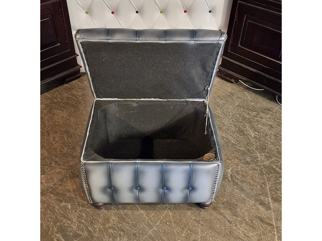 Hocker chesterfield, boxstool, zilver - afbeelding 4 van  4