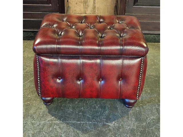 Hocker chesterfield, boxtool, rood - afbeelding 5 van  5